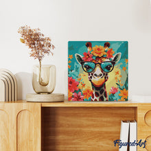 Laden Sie das Bild in den Galerie-Viewer, Mini Malen nach Zahlen mit Rahmen - Fantasie-Giraffe und Blumen