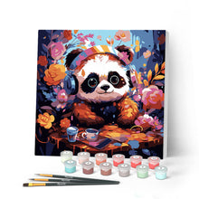 Laden Sie das Bild in den Galerie-Viewer, Mini Malen nach Zahlen mit Rahmen - Fantasie-Panda und Blumen