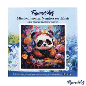 Mini Malen nach Zahlen mit Rahmen - Fantasie-Panda und Blumen