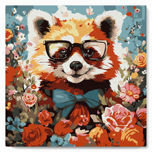Laden Sie das Bild in den Galerie-Viewer, Mini Malen nach Zahlen mit Rahmen - Fantasie-Roter Panda und Blumen