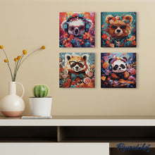 Laden Sie das Bild in den Galerie-Viewer, Mini Malen nach Zahlen mit Rahmen - Fantasie-Roter Panda und Blumen