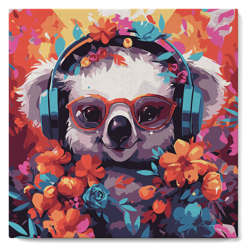 Mini Malen nach Zahlen mit Rahmen - Fantasie-Koala und Blumen