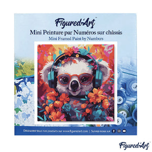 Mini Malen nach Zahlen mit Rahmen - Fantasie-Koala und Blumen