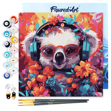 Laden Sie das Bild in den Galerie-Viewer, Mini Malen nach Zahlen mit Rahmen - Fantasie-Koala und Blumen