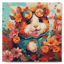 Laden Sie das Bild in den Galerie-Viewer, Mini Malen nach Zahlen mit Rahmen - Fantasie-Hamster und Blumen