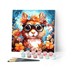 Laden Sie das Bild in den Galerie-Viewer, Mini Malen nach Zahlen mit Rahmen - Fantasie-Eichhörnchen und Blumen