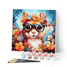 Laden Sie das Bild in den Galerie-Viewer, Mini Malen nach Zahlen mit Rahmen - Fantasie-Eichhörnchen und Blumen