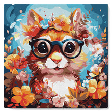 Laden Sie das Bild in den Galerie-Viewer, Mini Malen nach Zahlen mit Rahmen - Fantasie-Eichhörnchen und Blumen