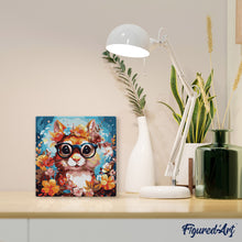 Laden Sie das Bild in den Galerie-Viewer, Mini Malen nach Zahlen mit Rahmen - Fantasie-Eichhörnchen und Blumen