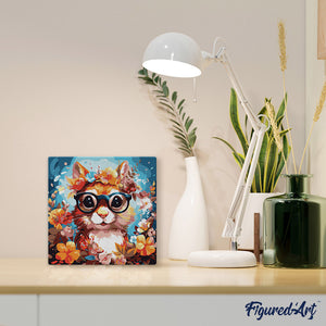 Mini Malen nach Zahlen mit Rahmen - Fantasie-Eichhörnchen und Blumen