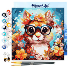 Laden Sie das Bild in den Galerie-Viewer, Mini Malen nach Zahlen mit Rahmen - Fantasie-Eichhörnchen und Blumen