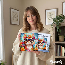 Laden Sie das Bild in den Galerie-Viewer, Mini Malen nach Zahlen mit Rahmen - Fantasie-Eichhörnchen und Blumen