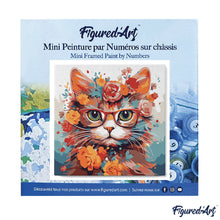 Laden Sie das Bild in den Galerie-Viewer, Mini Malen nach Zahlen mit Rahmen - Fantasie-Katze und Blumen
