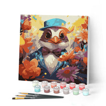 Laden Sie das Bild in den Galerie-Viewer, Mini Malen nach Zahlen mit Rahmen - Fantasie-Frackvogel und Blumen