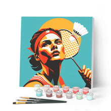 Laden Sie das Bild in den Galerie-Viewer, Mini Malen nach Zahlen mit Rahmen - Sportposter Badminton