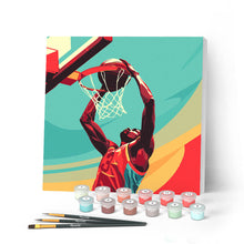 Laden Sie das Bild in den Galerie-Viewer, Mini Malen nach Zahlen mit Rahmen - Sportposter Basketball
