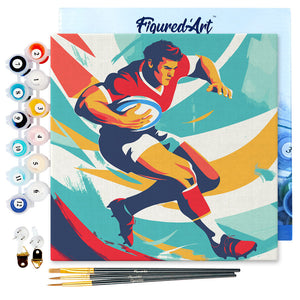 Mini Malen nach Zahlen mit Rahmen - Sportposter Rugby