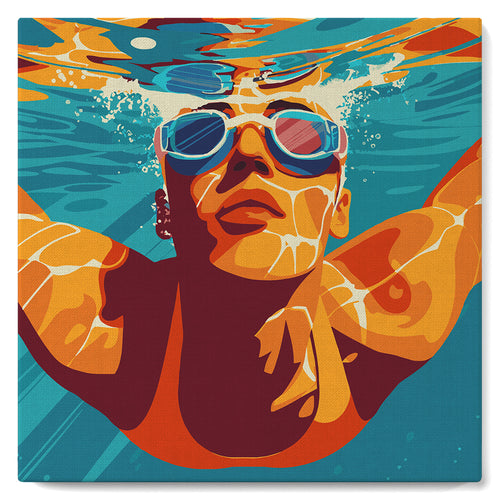 Mini Malen nach Zahlen mit Rahmen - Sportposter Schwimmen