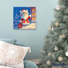 Laden Sie das Bild in den Galerie-Viewer, Mini Malen nach Zahlen mit Rahmen - Weihnachtskätzchen