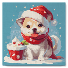 Laden Sie das Bild in den Galerie-Viewer, Mini Malen nach Zahlen mit Rahmen - Weihnachtswelpe