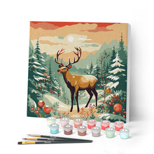 Laden Sie das Bild in den Galerie-Viewer, Mini Malen nach Zahlen mit Rahmen - Majestätischer Winterhirsch