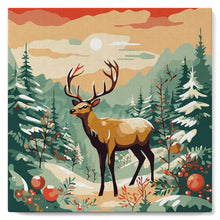 Laden Sie das Bild in den Galerie-Viewer, Mini Malen nach Zahlen mit Rahmen - Majestätischer Winterhirsch