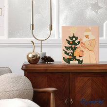 Laden Sie das Bild in den Galerie-Viewer, Mini Malen nach Zahlen mit Rahmen - Frau mit Weihnachtsbaum