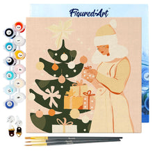 Laden Sie das Bild in den Galerie-Viewer, Mini Malen nach Zahlen mit Rahmen - Frau mit Weihnachtsbaum
