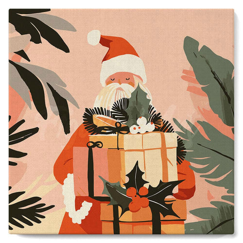 Mini Malen nach Zahlen mit Rahmen - Weihnachtsmann mit Geschenken