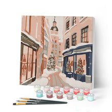 Laden Sie das Bild in den Galerie-Viewer, Mini Malen nach Zahlen mit Rahmen - Verschneite Weihnachtsgasse