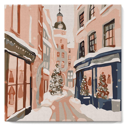 Mini Malen nach Zahlen mit Rahmen - Verschneite Weihnachtsgasse