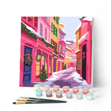 Laden Sie das Bild in den Galerie-Viewer, Mini Malen nach Zahlen mit Rahmen - Rosa Weihnachtsgasse