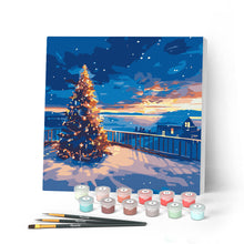 Laden Sie das Bild in den Galerie-Viewer, Mini Malen nach Zahlen mit Rahmen - Funkelnder Weihnachts-Sonnenuntergang