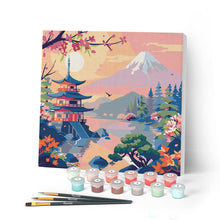 Laden Sie das Bild in den Galerie-Viewer, Mini Malen nach Zahlen mit Rahmen - Pagode und Mount Fuji