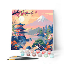 Laden Sie das Bild in den Galerie-Viewer, Mini Malen nach Zahlen mit Rahmen - Pagode und Mount Fuji
