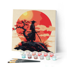 Laden Sie das Bild in den Galerie-Viewer, Mini Malen nach Zahlen mit Rahmen - Samurai bei Sonnenuntergang