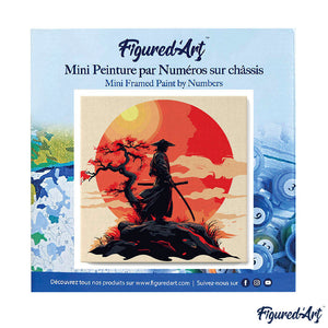 Mini Malen nach Zahlen mit Rahmen - Samurai bei Sonnenuntergang