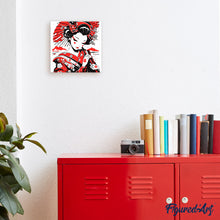 Laden Sie das Bild in den Galerie-Viewer, Mini Malen nach Zahlen mit Rahmen - Rot-schwarze Geisha