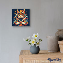 Laden Sie das Bild in den Galerie-Viewer, Mini Malen nach Zahlen mit Rahmen - Samurai Katze