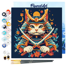 Laden Sie das Bild in den Galerie-Viewer, Mini Malen nach Zahlen mit Rahmen - Samurai Katze