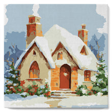 Laden Sie das Bild in den Galerie-Viewer, Mini Malen nach Zahlen mit Rahmen - Backsteinhaus im Winter