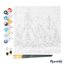 Laden Sie das Bild in den Galerie-Viewer, Mini Malen nach Zahlen mit Rahmen - Backsteinhaus im Winter