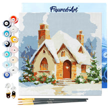 Laden Sie das Bild in den Galerie-Viewer, Mini Malen nach Zahlen mit Rahmen - Backsteinhaus im Winter