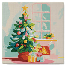 Laden Sie das Bild in den Galerie-Viewer, Mini Malen nach Zahlen mit Rahmen - Weihnachtsbaum und Kamin