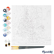 Laden Sie das Bild in den Galerie-Viewer, Mini Malen nach Zahlen mit Rahmen - Weihnachtsbaum und Kamin