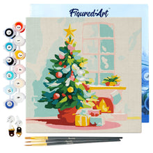 Laden Sie das Bild in den Galerie-Viewer, Mini Malen nach Zahlen mit Rahmen - Weihnachtsbaum und Kamin