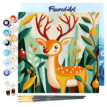 Laden Sie das Bild in den Galerie-Viewer, Mini Malen nach Zahlen mit Rahmen - Goldenes Rentier