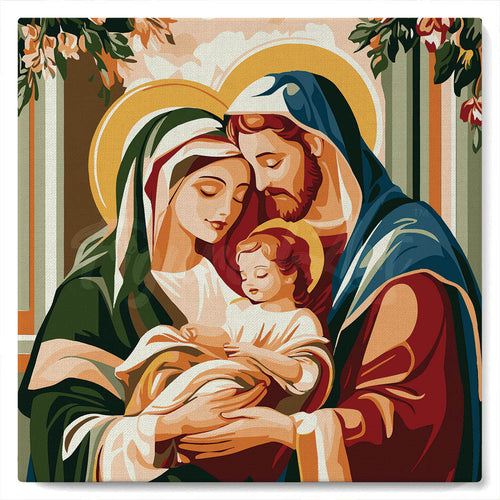 Mini Malen nach Zahlen mit Rahmen - Heilige Familie