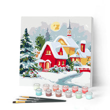 Laden Sie das Bild in den Galerie-Viewer, Mini Malen nach Zahlen mit Rahmen - Rotes Haus im Winter
