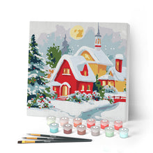 Laden Sie das Bild in den Galerie-Viewer, Mini Malen nach Zahlen mit Rahmen - Rotes Haus im Winter